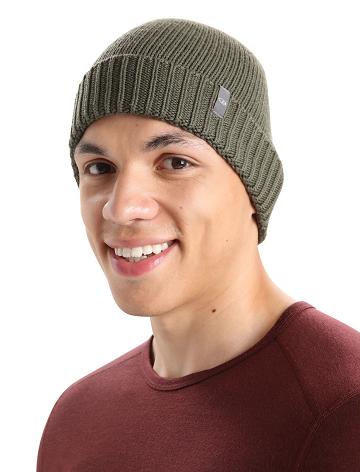 Loden Men's Icebreaker Unisex Merino Vela Cuff Beanie Hats | USA 1089LISH